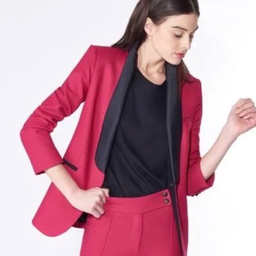 $650 Veronica Beard Keaton Shawl Lapel Tuxedo Fuchsia Pink Wool Jacket Blazer 0 - Picture 14 of 14